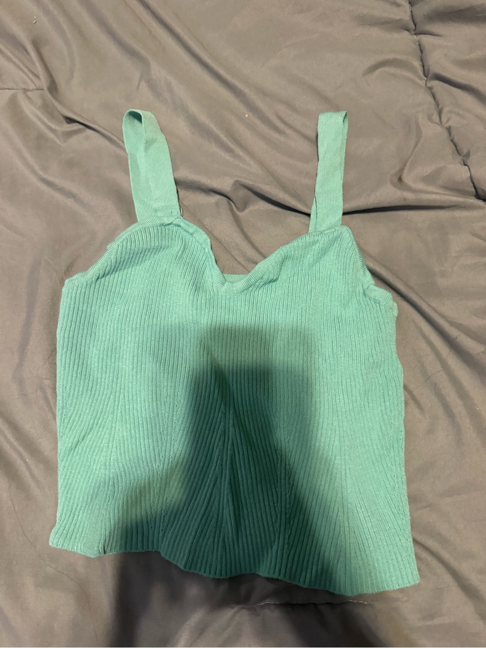 Altar'd State Mint Green Ribbed V-Neck Tank